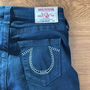 TRUE RELIGION Size 28 Jewel Encrusted Back Pocket High Waisted Skinny Jeans